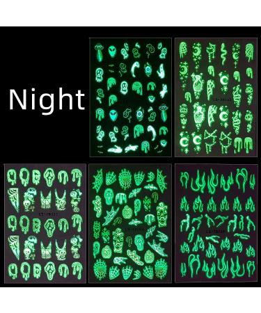 Halloween Nail Art Stickers Glow in The Dark Luminous Halloween Nail Decals DIY Nail Art Supplies for Halloween Days Luxury Pegatinas para U as Women Girls DIY Nail Decorations - Buy Online on GoSupps.com