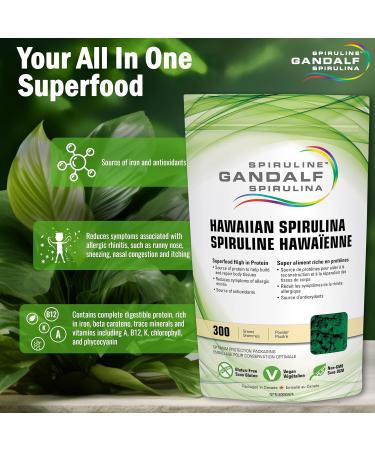 Gandalf Hawaiian Spirulina Powder Ultra Pure Blue-Green Algae Certified 3rd Party Tested Canada s Most Trusted Brand Vegan - 300g - Buy Online on GoSupps.com