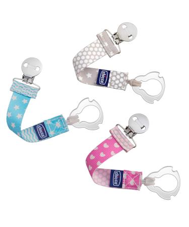 Chicco Universal Two in One Pacifier Clip/Holder with Soft Attachment Ring - Grey/White - Buy Online on GoSupps.com