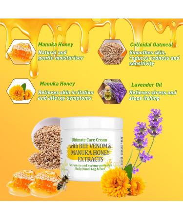 Bee Venom & Manuka Honey Ointment | Natural Relief for Jock Itch Eczema Psoriasis & More | Fast-Acting Moisturizer for Foot & Body - Buy Online on GoSupps.com