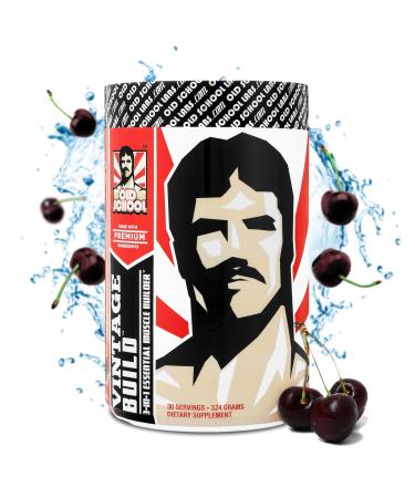 Vintage Build Post Workout Recovery & Muscle Building Powder Drink for Muscular Strength & Growth - Reduces Soreness Creatine Monohydrate BCAAs L-Glutamine Black Cherry Flavor 324g