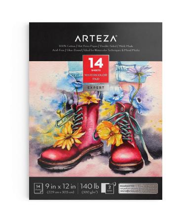 Arteza Hardcover Watercolor Paper Pad, Heavyweight Cold-Pressed Paper,  5.1x8.3, 76 Pages - 2 Pack 