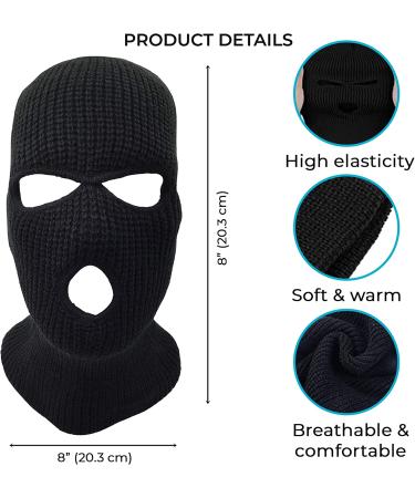 3 Hole Knitted Full Face Ski Mask Balaclava in Hot Pink - Winter Outdoor Sports Cover - Buy Online on GoSupps.com