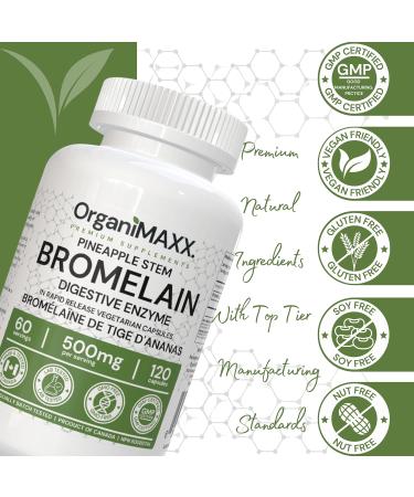 Bromelain Digestive Enzyme for Gut Health 500mg Bromelain Capsules Pineapple Stem Bromelain Digestive Enzymes For Women and Men. Papaya Enzymes For Healthy Digestion Non-GMO Vegan friendly Free of Gluten Soy & Dairy (120 Count (Pack of 1)) - Buy Online on GoSupps.com