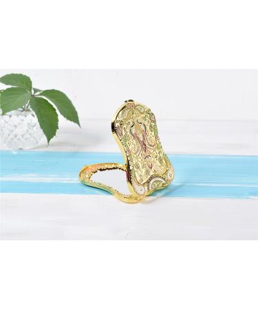 Jinvun Antique-Like Compact Mirror: Durable Travel Makeup Mirror - Shield Shape, Magnification, & Clear Reflection - Vintage Design - Unique Jewellery Gift - Gold02 - Buy Online on GoSupps.com