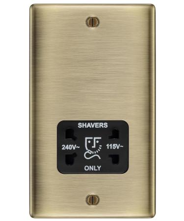 BG Electrical Dual Voltage Shaver Socket 115/240V - Antique Brass & Black Insert | International Shipping - Buy Online on GoSupps.com