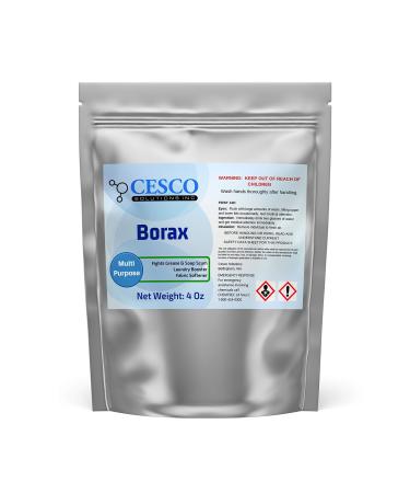 Borax Powder 4oz All Purpose Cleaner Natural Multipurpose Cleaning Agent Laundry Detergent Booster Household Stain Remover DIY Soap and Slime Ingredient Resealable Bag 4 Ounce (Pack of 1)