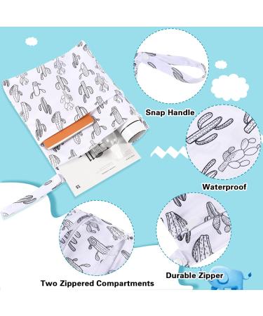 SANNIX 2Pcs Wet Dry Bags for Baby Cloth Diapers - Washable Cactus Travel Beach Pool Gym Bag with Two Zippered Pockets - Buy Online on GoSupps.com