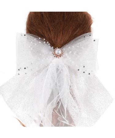 Bridal Headwear Bridal Wedding Veil 1920s Accessories for Women Bridal Bow Veil Flapper Headband Wedding Bridal Veil Flapper Accessories Pearl Bow Veil Dress Lace Grace Miss