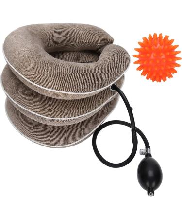 Buy Inflatable Neck Ruff with Massage Ball Set - Neck Support Traction Device for Adults - Ultimate Comfort & Relief (Brown) - Buy Online on GoSupps.com
