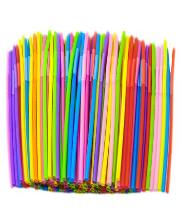100PCS Flexible Plastic Straws, Colorful Disposable Bendy Party Fancy Straws13inch Extra Long Straws Party Decorations