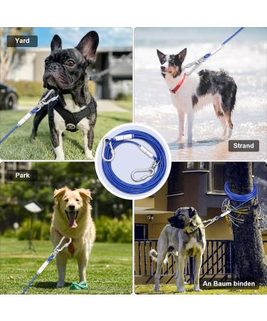 Durable Tie-Out Leashes for Dogs | 3/6/9/15m Outdoor Yard Dog Leash in Blue - Buy Online on GoSupps.com