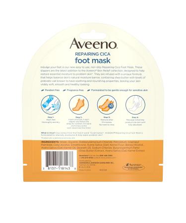 Aveeno Skin Relief Repairing Foot Mask | Moisturizing Socks for Very Dry Skin | Prebiotic Oat & Shea Butter | Sensitive Skin Care | Fragrance-Free | 1 Pair - Buy Online on GoSupps.com