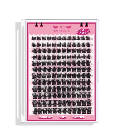 Lash Clusters 144 Pcs Individual Cluster Lashes DIY Lash Extension Zero Touch-D-8-16mix Eyelash Clusters Volume Wispy Lashes Super Thin Band Reusable Soft & Comfortable(Flutter-D-8-16mix) 8-16 mix Zero Touch(Flutter)