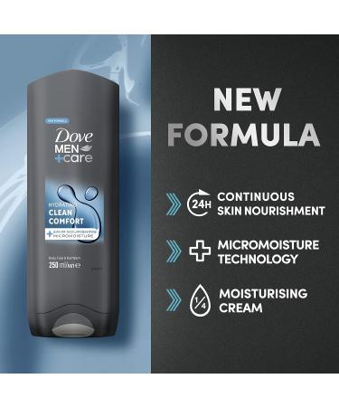 Dove Men + Care Clean Comfort Bodywash 250ml - Hydrating Refreshing Formula - Buy Online on GoSupps.com