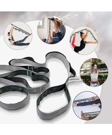 WEBSUKA Stretching Strap Yoga Strap with 10 Loops - Non-Elastic Stretch Bands for Flexibility in Home Workouts, Physical Therapy, Pilates, and Dance - Includes Door Anchor (Silvery Grey) - Buy Online on GoSupps.com