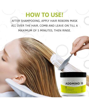ADDMINO-18 Hair Mask - Nourishing Treatment for Dry & Damaged Hair with 18 Amino Acids - Pear/Linseed Oil - 500ml - Buy Online on GoSupps.com