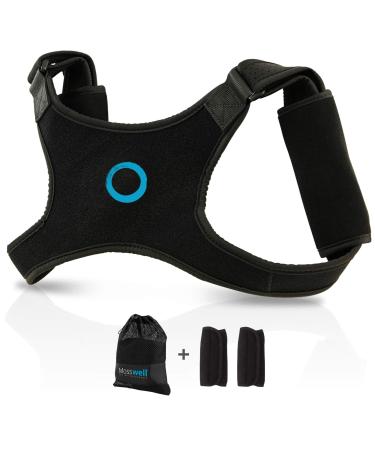 Mosswell posture trainer with elastic seams - Size S/M - Back straightwear for posture correction - improve posture for men and women - including pads bag