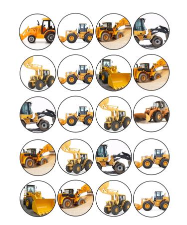 20 x EDIBLE Personalised Digger cupcake toppers wafer/icing uncut (icing paper)