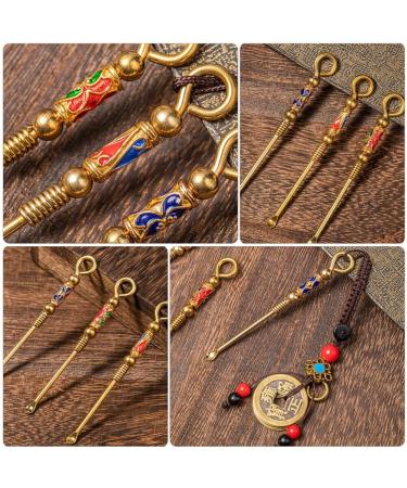 Healeved 3pcs Copper Brass Ear Spoon Ear Cleaner Set with Keychain - Ear Wax Remover Tool Pendant for Ear Cleaning - Buy Online on GoSupps.com