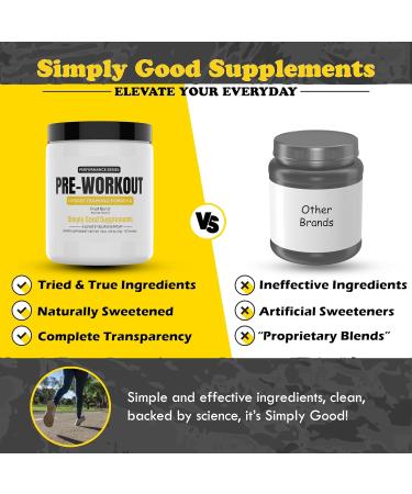 Hybrid Pre Workout Powder Supplement | 250mg Caffeine | Alpha GPC | No Jitters | Energy, Focus, Power, Endurance | for Men & Women | Tried & True Ingredients | 20 Servings - Buy Online on GoSupps.com