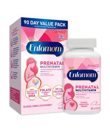 Enfamil Enfamom Prenatal Vitamin & Mineral, Supplement for Women with Calcium, Vitamin D, Vitamin C, Omega 3 DHA, 90 softgels (3 month supply)