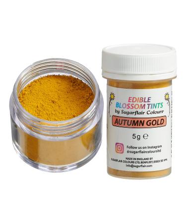 Sugarflair Autumn Gold Food Colouring Powder Dust Use on Cake Surfaces Decorations or Colour Sugarpaste Fondant Icing Chocolate Buttercream Royal Icing Macarons and More! - 5g