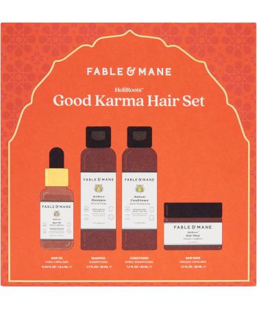 Fable and Mane Good Karma Hair Care Gift Set | HoliRoots Hair Oil, Shampoo, Conditioner, & Mask - 100% Authentic Hair Products - Buy Online on GoSupps.com