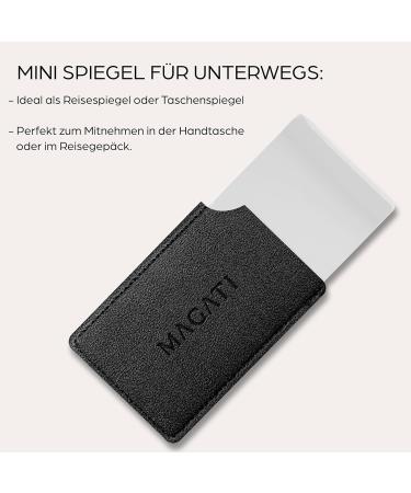 Magati Hand Mirror Small - Stainless Steel Pocket & Cosmetic Mirror with Protective Cover | 2 Pieces | 8.5x5.5cm Perfect for Travel - Buy Online on GoSupps.com