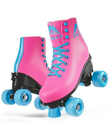 APOLLO Roller Skates Women - Retro Skates for Women and Girls - Size Adjustable Womens Quad Skates with High Heel - Rollerskates Adult Women - Disco Quads Funky S / J12-2