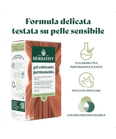  Herbatint Herbatint Permanent Hair Colour Gel 8R Light Copper Blonde - 170ml | Ammonia Free 100% White Hair Coverage | for Sensitive Skin with 8 Organic Natural Extracts - Buy Online on GoSupps.com