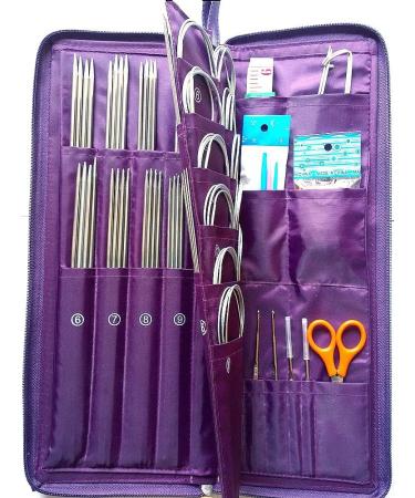 104 Pcs Stainless Steel Knitting Kit with Needles and Crochet Hook - Hand Tool Set with Pu Bag - Buy Online on GoSupps.com