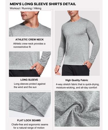 Men's UPF 50+ Long-Sleeved Functional Shirts | Fast-Drying Breathable Running Tops | Gym & Outdoor Fitness Wear - Available in Black Marine Coal Gray Size L - Buy Online on GoSupps.com