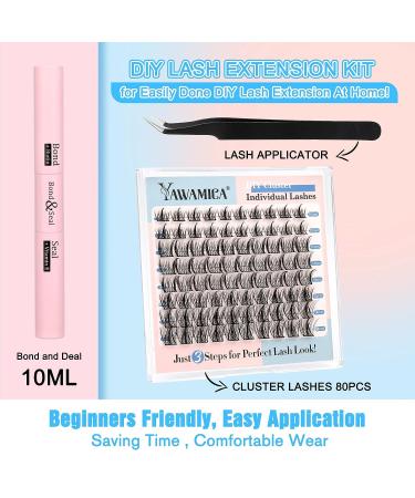DIY Lash Extension Kit - 80 Pcs Lash Clusters with Strong Hold Bond and Seal - Eyelash Extensions Kit for Self Application at Home - Buy Online on GoSupps.com
