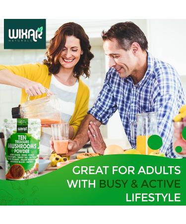 Wixar Mushroom Powder - 10 Mushroom Extract Blend for Coffee & Smoothies - Lions Mane, Turkey Tail, Reishi, Chaga, Shiitake, Cordyceps - 4oz Supplement - Buy Online on GoSupps.com