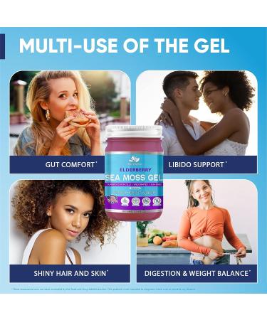 BioVitalica Sea Moss Gel - Raw Organic Irish Sea Moss - Dr Sebi Vegan Superfood - 100% Natural Elderberry Infused Gel - Premium Quality (12 Fl Oz) - Buy Online on GoSupps.com