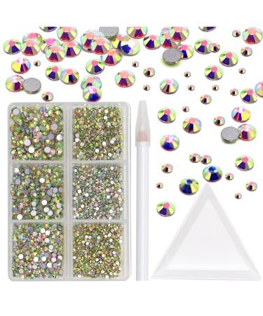 1880pcs crystals from nail rhinestones glass nail stones and rhinestones for nail art decorations flatback rhinestones with picker dotting pen and storage box 3D nail jewels for nail design
