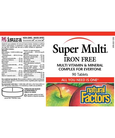 Natural Factors Super Multi Iron Free - 90 Tablets | Essential Vitamins & Minerals - Buy Online on GoSupps.com