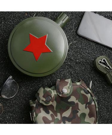 Angoily Stainless Steel Military Canteen with Compass - Compact Outdoor Hiking Kettle Cover - 17x13cm, Green - Buy Online on GoSupps.com
