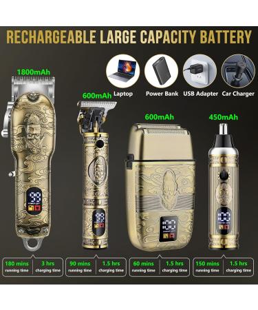 Nose Hair Beard Trimmer for Men - Cordless Professional Clippers & Grooming Kit with LCD Display - Rechargeable Gold Electric Razors - Buy Online on GoSupps.com
