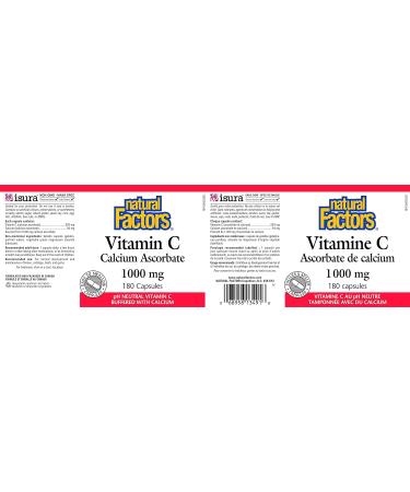Natural Factors - Vitamin C 1000 mg Calcium Ascorbate 180 Caps - Buy Online on GoSupps.com