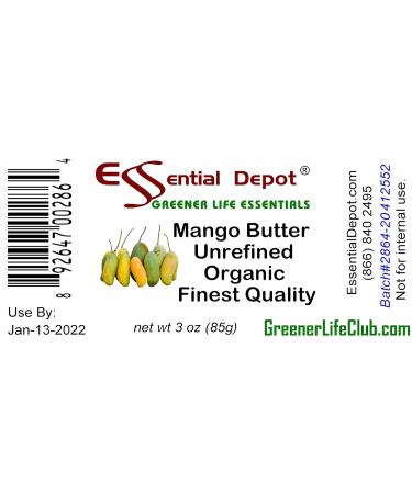 Essential Depot Organic Mango Butter - 3oz | No Additives No Scent | Perfect for Creams Lotions Lip Balms & Skin Care - Buy Online on GoSupps.com