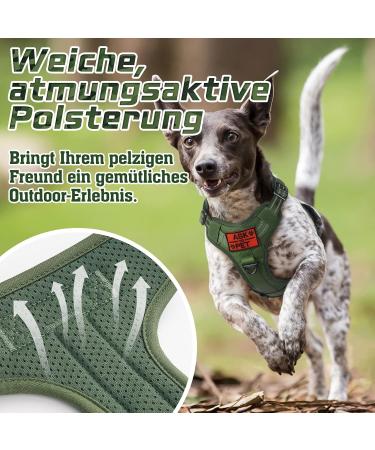 Rabbitgoo XL Dog Harness for Large Dogs - Adjustable Durable & Tactical with Handles - Perfect for Hiking - Wear-Resistant Metal Buckles (Green) - Buy Online on GoSupps.com