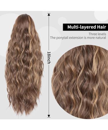 18 inch Multi-Layered Clip-In Ponytail Extension | Chestnut Brown Mixed Honey Blonde | Natural Synthetic Hair Pieces for Women - Buy Online on GoSupps.com