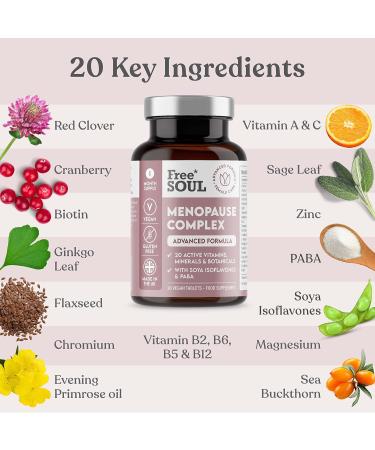 Menopause Supplement for Women - High Strength Support - 20 Active Ingredients- 1 Month Supply - Gluten Free - Free Soul - Buy Online on GoSupps.com