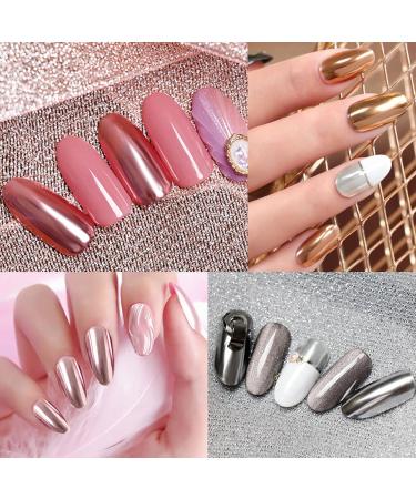 Chrome Nail Powder - 6 Boxes Magic Mirror Effect Rose Gold Holographic Glitter Powder for Nail Art Decorations - Buy Online on GoSupps.com