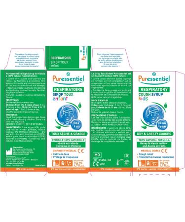 Puressentiel Respiratoire Sirop Acti Pure Nez-Gorge Enfant -3ans - Miel extraits d Erysimum et Sureau Vitamine D3 Go t naturel et d licieux 125 ml (Lot de 2) Pack of 2 - Buy Online on GoSupps.com