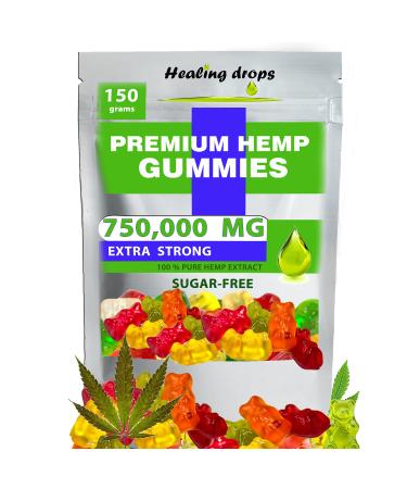 Hemp Gummies 750,000mg Premium Organic Sugar-Free Natural Health Support High Potency Rich in Vitamins B E C D Omega 3 6 9 Super Gummy Bears