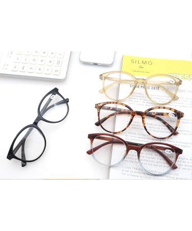 MODFANS Set of 4 Round Reading Glasses for Men & Women - Stylish Comfortable +1.00 Yellow Reading Aids - Buy Online on GoSupps.com