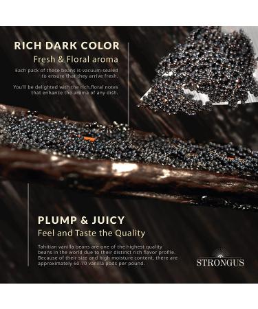 Strongus Tahitian Vanilla Beans - Grade B 5-6 inches, 10-Pack - Rich Creamy Flavor for Baking, Brewing, Cooking - Vacuum Sealed Pods for Homemade Extract, Paste, Coffee - Buy Online on GoSupps.com